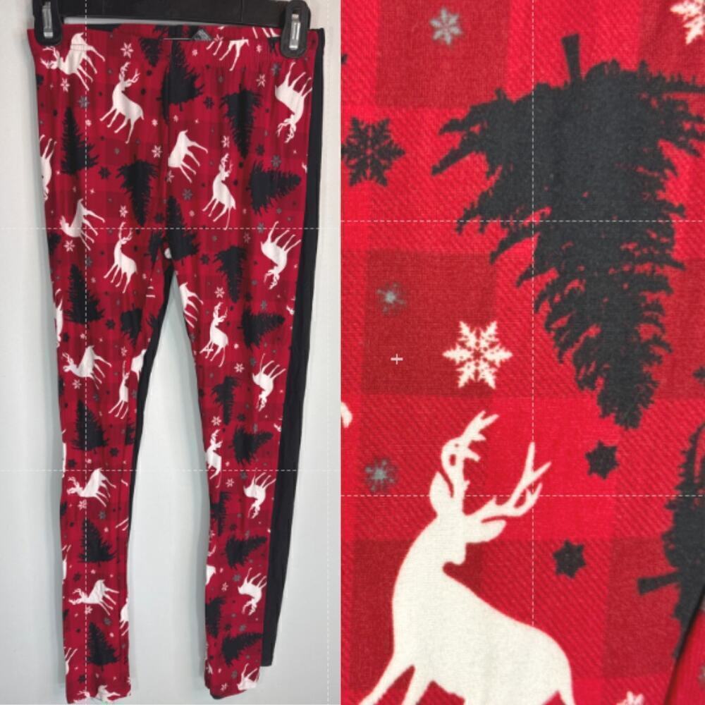 Just One Christmas Holiday Theme  Plaid Leggings‎ 2 Pcs Women's Medium NWOT